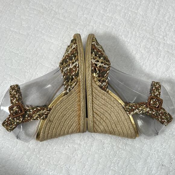 Colin Stuart neutral crochet ankle strap Espadrilles wedges size 7.5 - Picture 8 of 15
